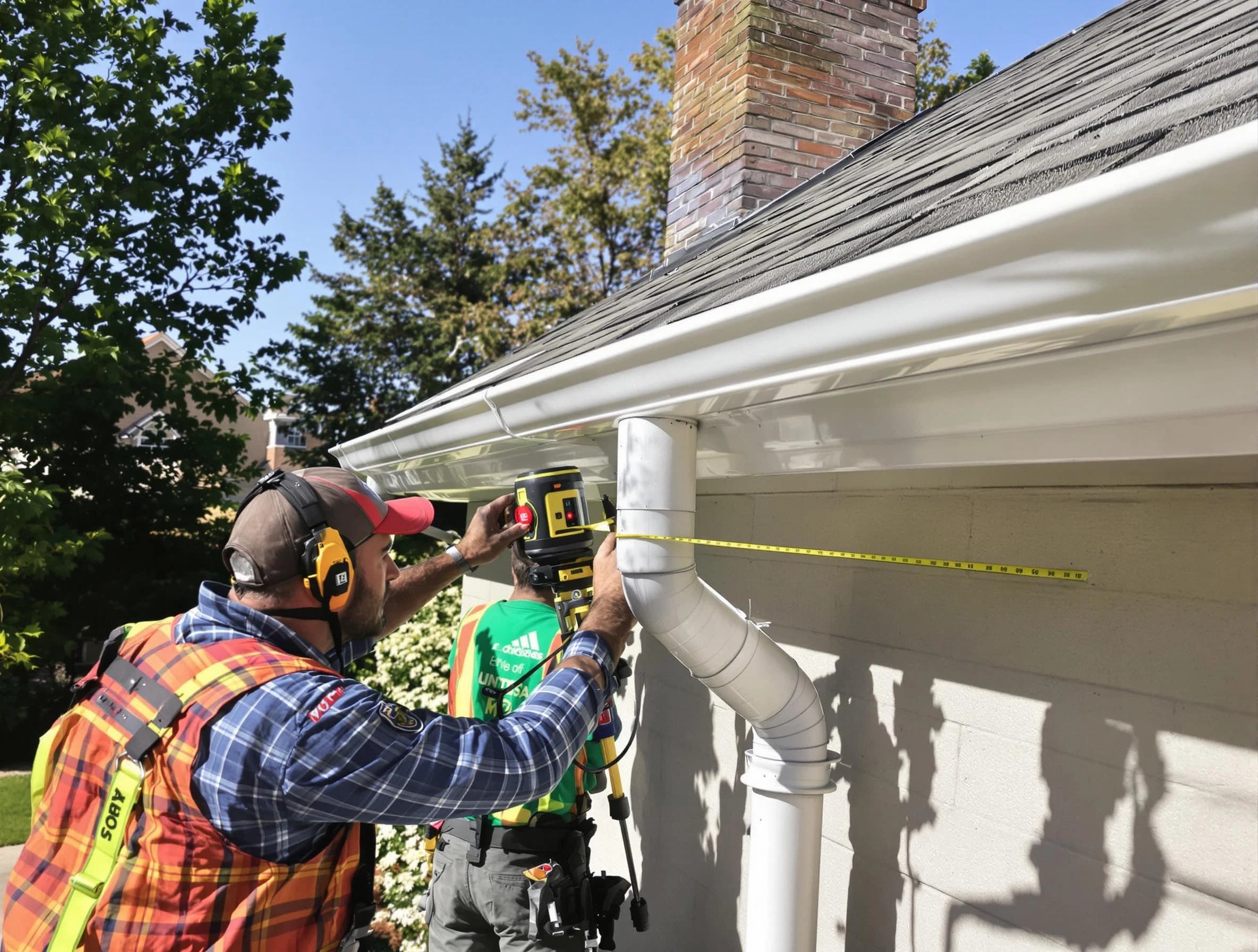 Broadview Heights Roofing Company installing downspouts at a property in Broadview Heights, OH