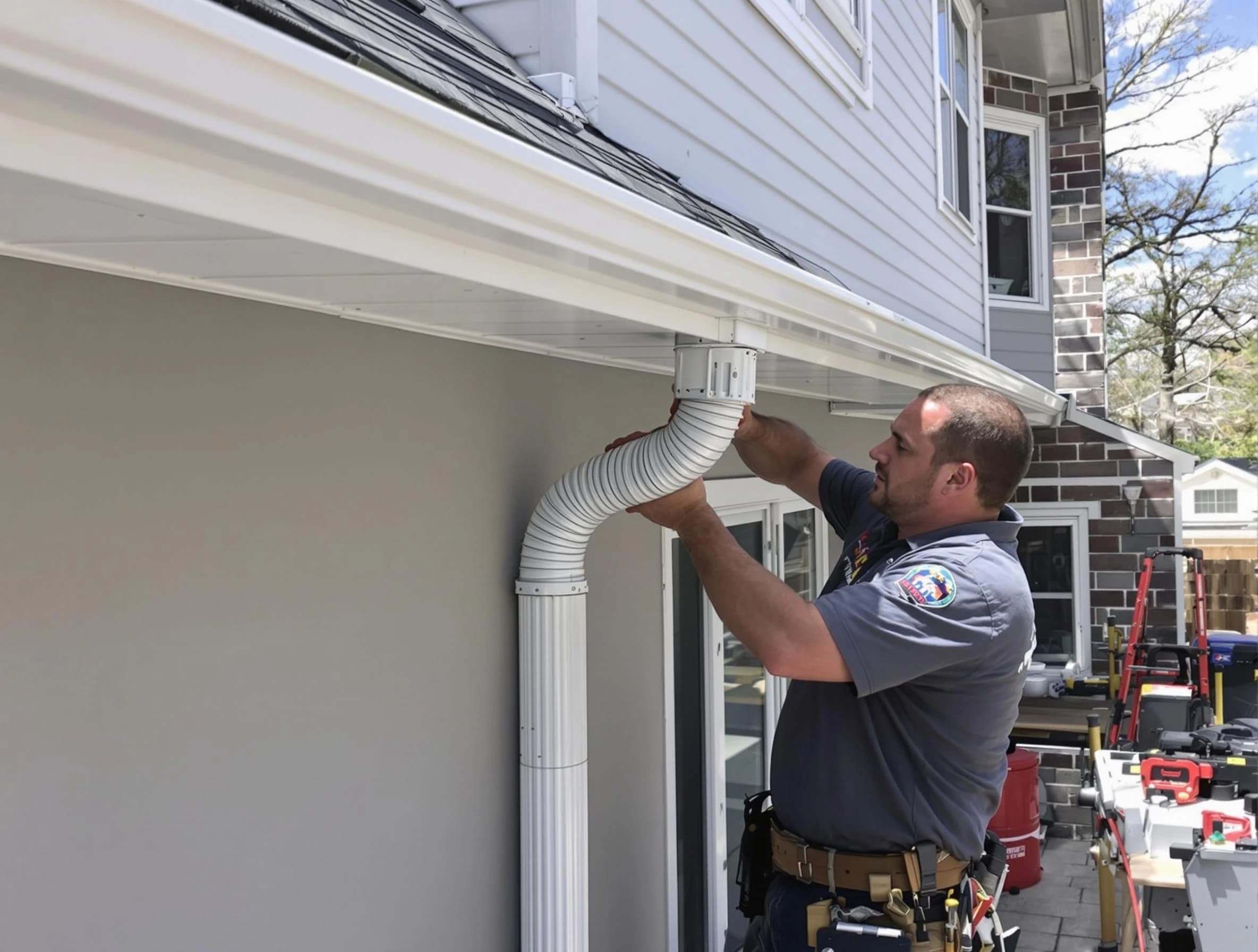 Downspouts installed by Broadview Heights Roofing Company to guide water away in Broadview Heights, OH