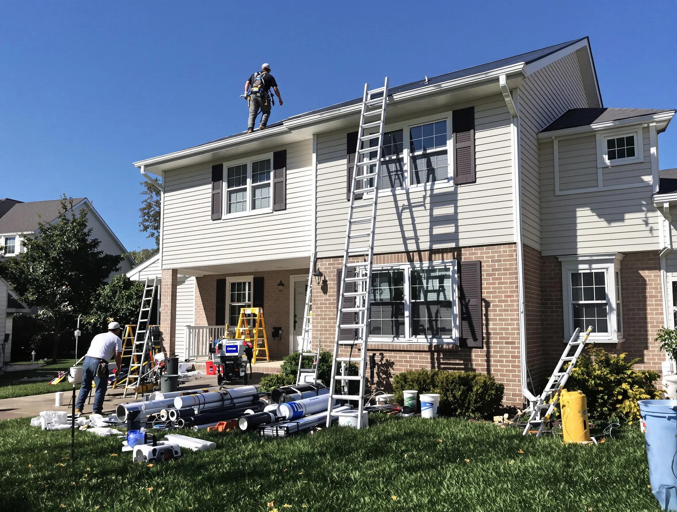 Broadview Heights Roofing Company completing a gutter replacement in Broadview Heights, OH